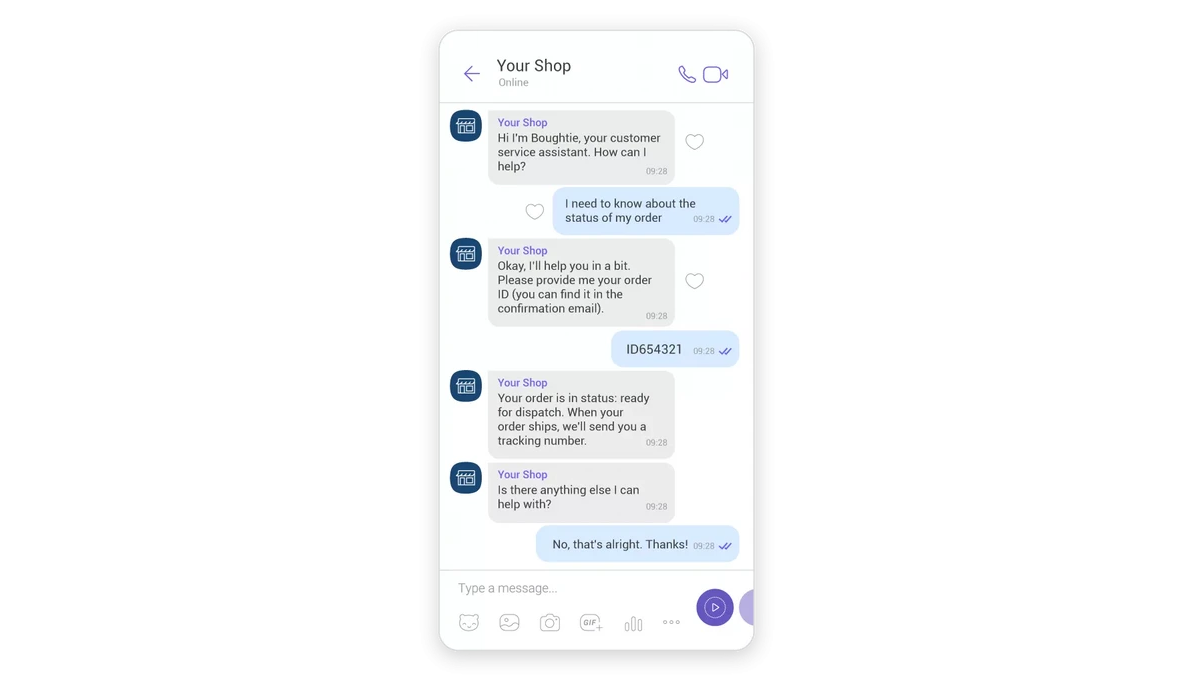 AI chatbot handling a customer service conversation