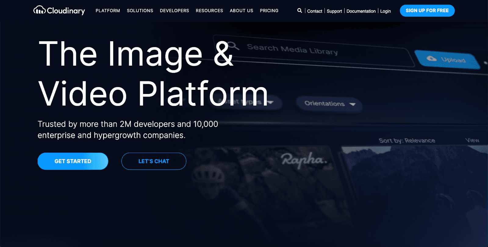 Cloudinary homepage