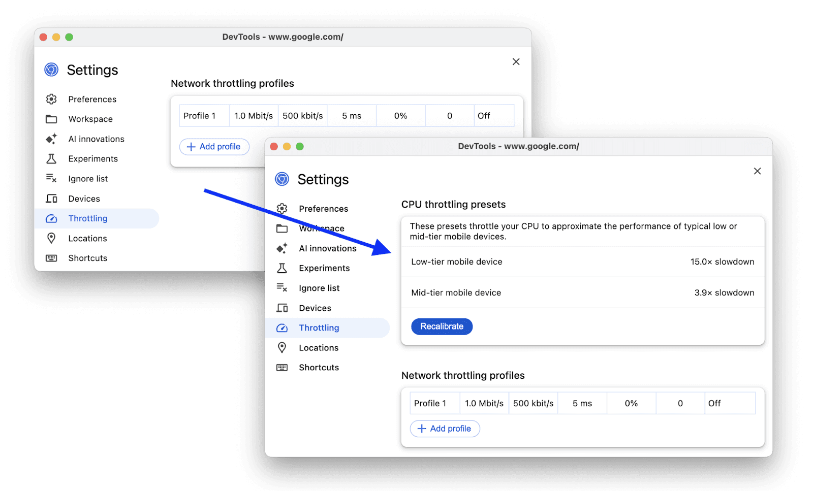 Throttling feature