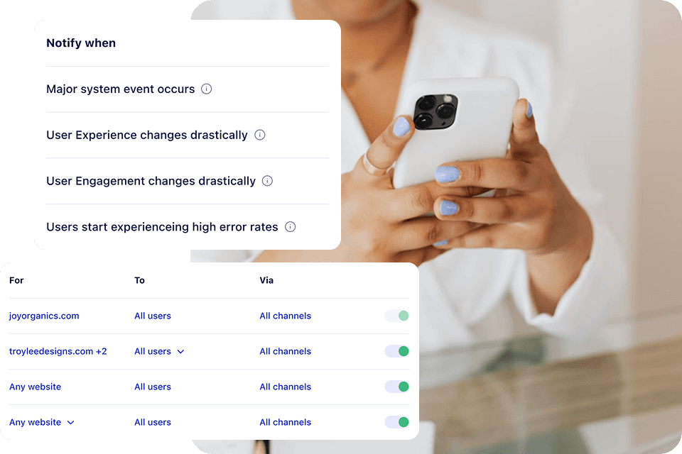Uxify real-time alert flagging a performance regression and the affected page